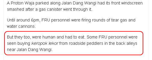 FRU Personnel spotted eating keropok lekor
